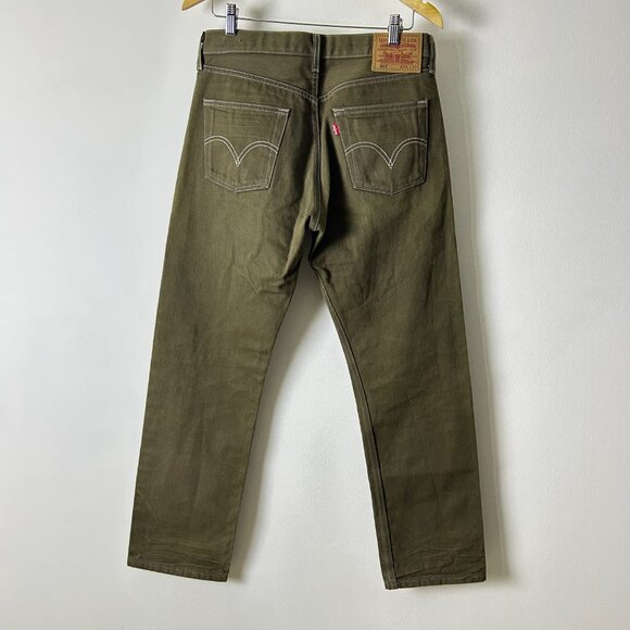 Levi's 501 Green Cotton Button Fly Straight Fit Denim Jeans Men's Size 31x30 - Picture 4 of 13